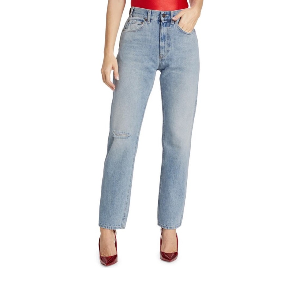Stylish Women's Light Blue Straight Leg Jeans